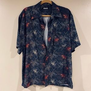 Ashworth Men’s Button down Golf Shirt Floral Print Dark Blue